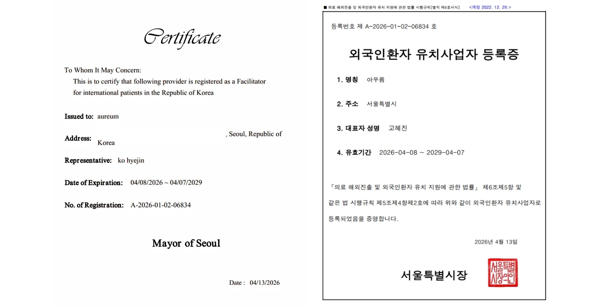 外国人患者誘致業者 登録証