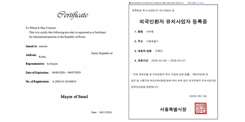 外国人患者誘致業者の登録証の参考画像